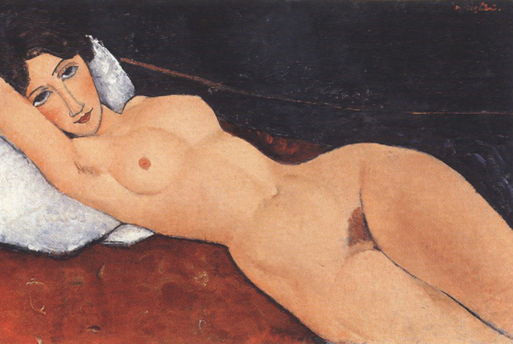 Reclining Nude on a Red Couch (mk39)